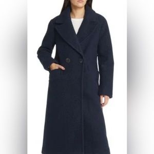 BCBG MAXAZRIA Boucle Coat in Deep Navy XS